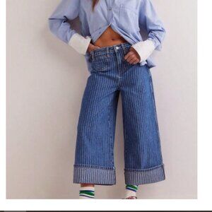 NEW  Brette Cropped High Rise Wide Leg Jeans